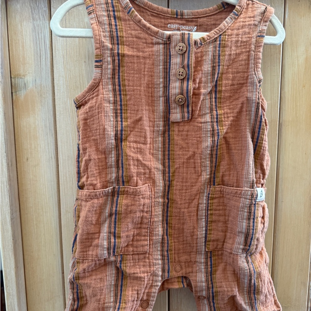 Easy Peasy Striped Tan Romper for Kids